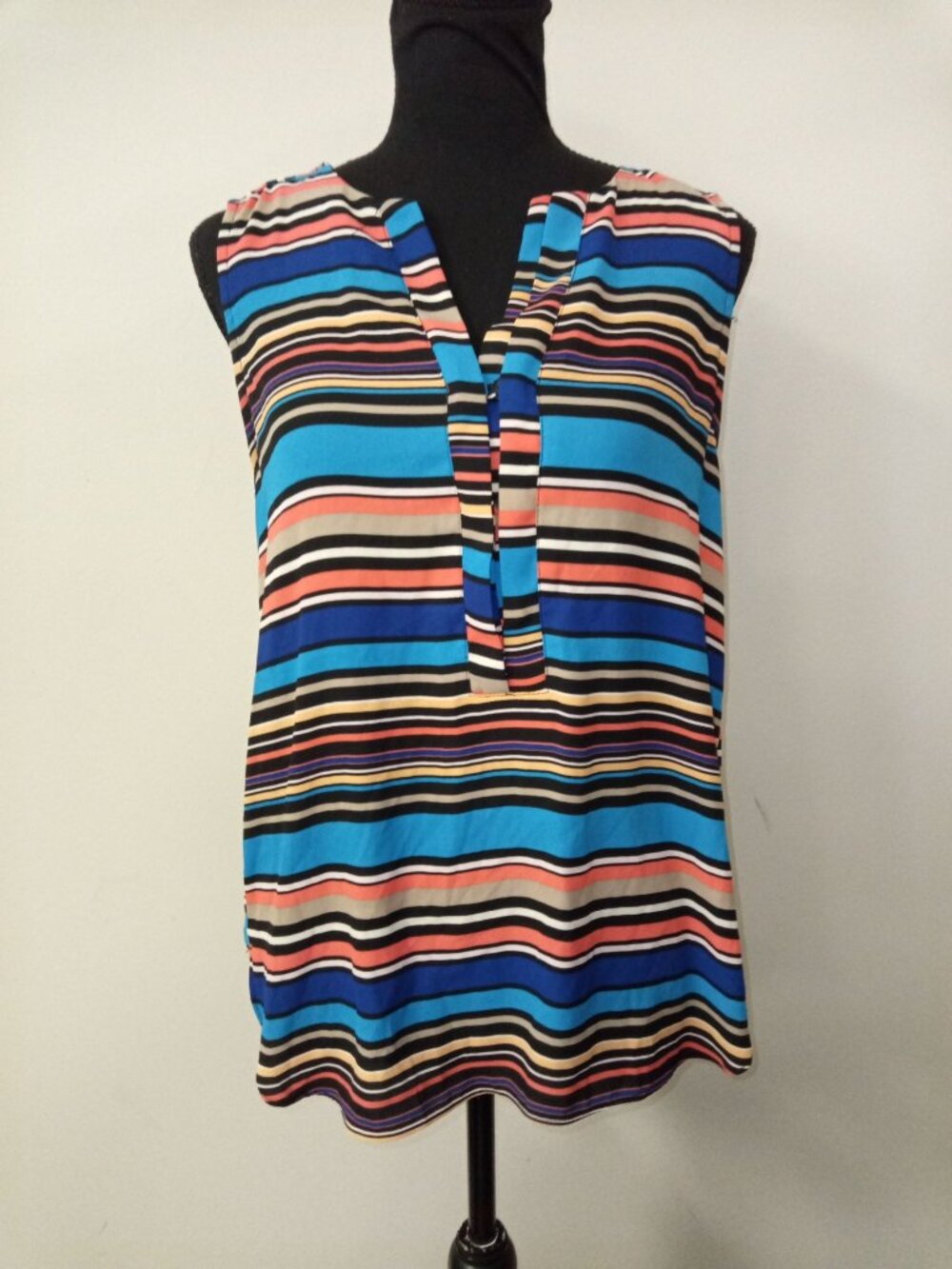 Dana Buchman Blue Pink Striped Tank Top Size Small